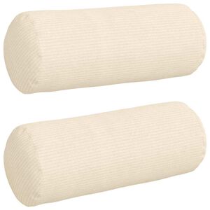 vidaXL Cuscini a rullo 2 pcs Crema &Oslash; 15 x 40 cm Tessuto in Cords