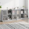 vidaXL Libreria con Ante Grigio Cemento 204x37x75 cm Legno Multistrato