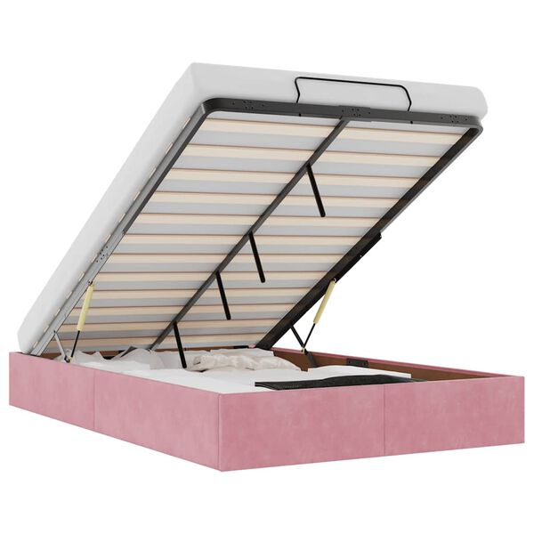 vidaXL Struttura Letto Pouf Senza Materasso Rosa 120x190 cm Velluto