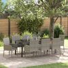 vidaXL Set da Pranzo per Giardino con cuscino 9 pcs Grigio polyrattan