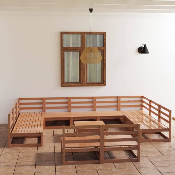 vidaXL Set Divani da Giardino 12 pz in Legno Massello di Pino