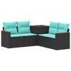 vidaXL Set di divani 5 pz Nero e Blu Rattan sintetico e Acciaio