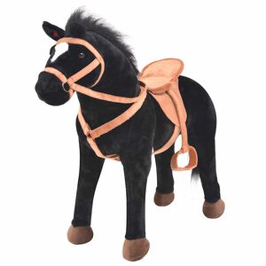 vidaXL Cavallo in Peluche in Piedi Nero