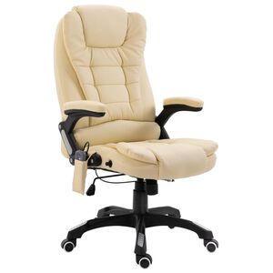 vidaXL Sedia da Ufficio Massaggiante Crema in Similpelle