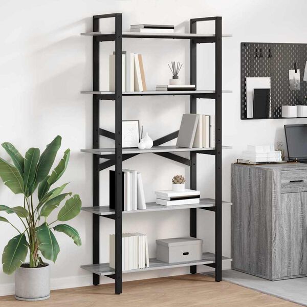 vidaXL Libreria Grigio Sonoma 100 x 33,5 x 178 cm Legno multistrato
