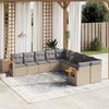vidaXL Set Divano da Giardino 10 pz con Cuscini Beige in Polyrattan