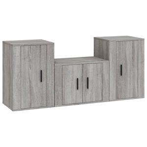 vidaXL Set Mobili Porta TV 3 pz Grigio Sonoma in Legno Multistrato