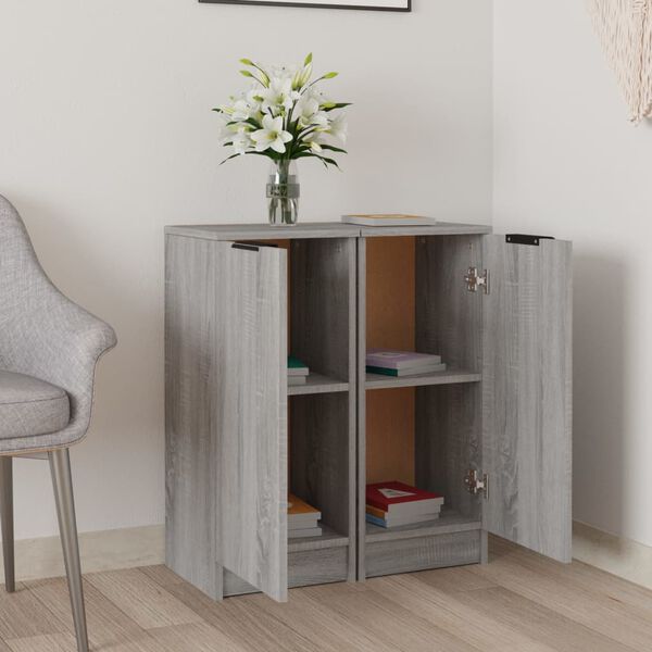 vidaXL Credenze 2 pz Grigio Sonoma 30x30x70 cm in Legno Multistrato