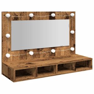 vidaXL Mobile a Specchio con LED Legno Antico 90x31,5x62 cm