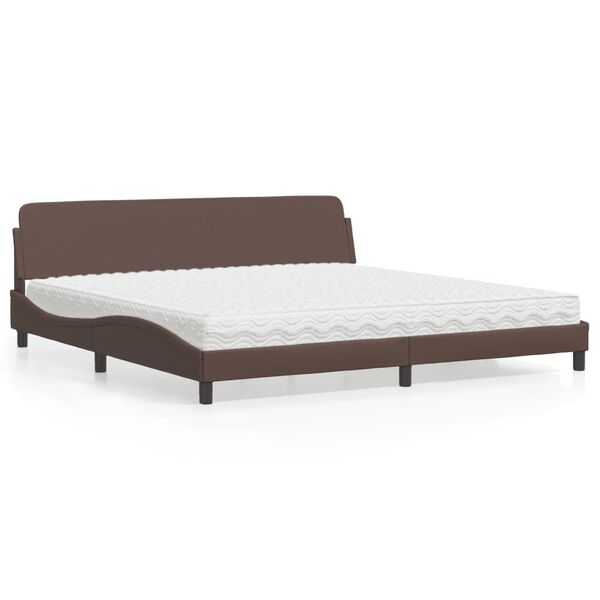 vidaXL Letto con Materasso Dover Marrone 200x200cm in Similpelle