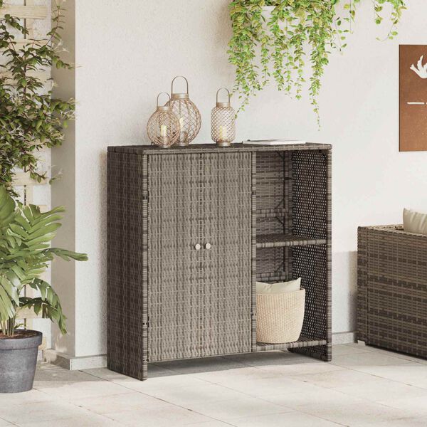 vidaXL Armadio con lo scaffale Grigio 100 x 36 x 102 cm Rattan