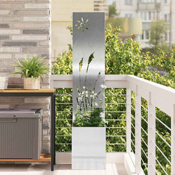 vidaXL Schermo per privacy in giardino Traforo Argento 32 x 140 cm