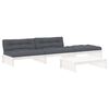 vidaXL Set Divani da Giardino 4pz con Cuscini in Legno Massello Bianco