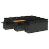 vidaXL Set Divani da Giardino 11 pz con Cuscini in Polyrattan Nero