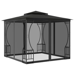 vidaXL Gazebo con Rete 300x300x265 cm Antracite