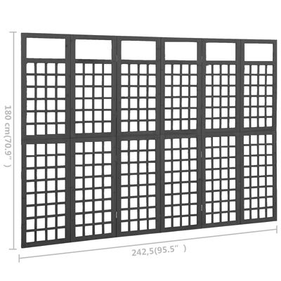 vidaXL Divisorio a 6 Pannelli in Legno di Abete Nero 242,5x180 cm