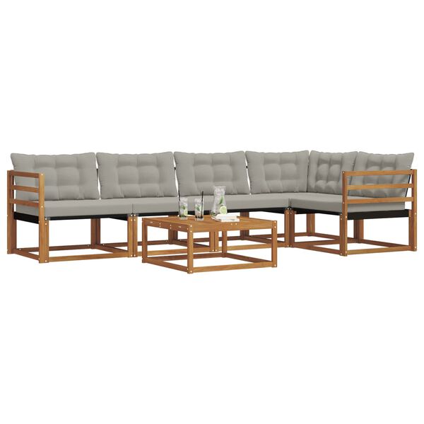 vidaXL Set di divani da esterno 6 pcs Grigio Naturale e Chiaro