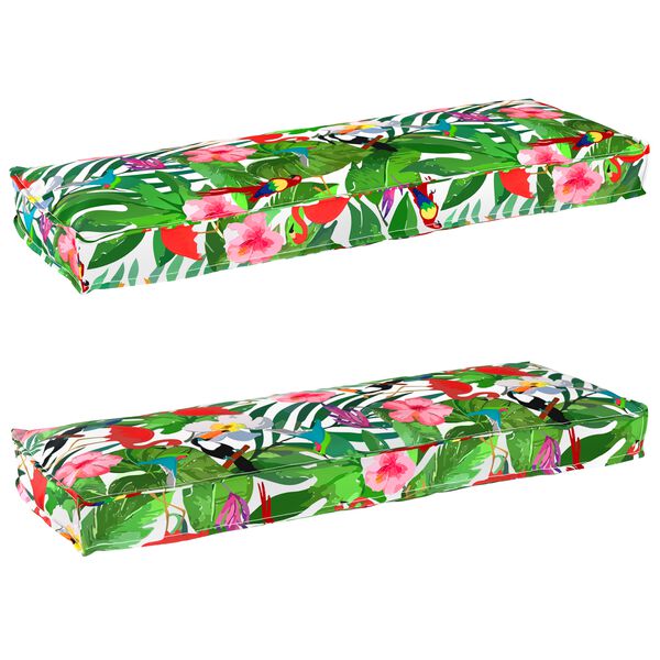vidaXL Set di Cuscini per Pallet Floreale 2 pcs Giungla tropicale
