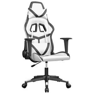 vidaXL Sedia da Gaming Massaggiante Bianco e Nero in Similpelle