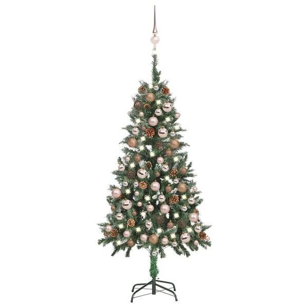 vidaXL Albero di Natale Preilluminato con Palline e Pigne 150 cm