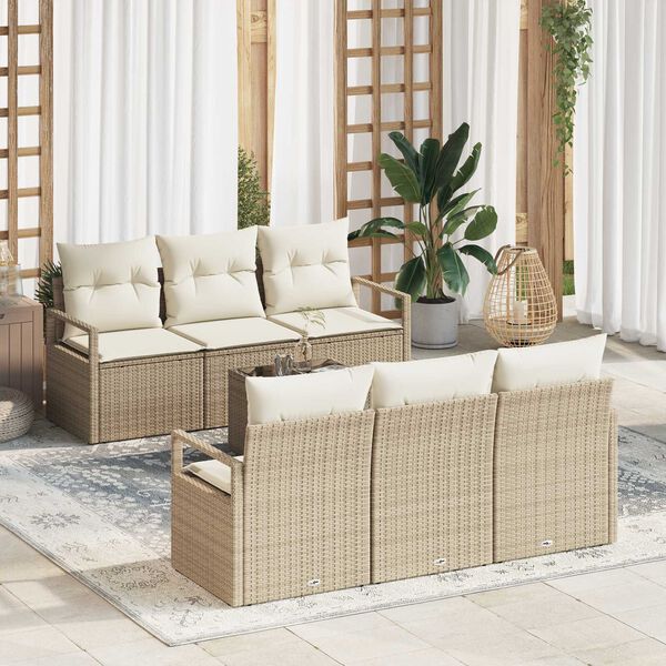 vidaXL Set di divani 7 pcs Beige e Crema polyrattan