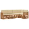 vidaXL Set divani 5 pcs Naturale e Beige Legno di Acacia Massello