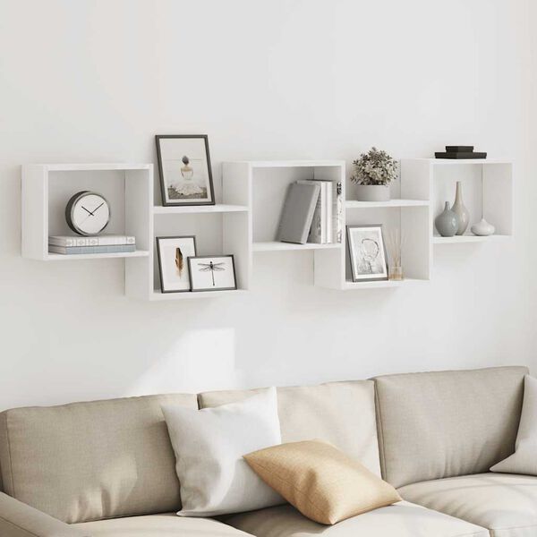 vidaXL Mensola a Cubo da Parete 5 Scomparti Legno Multistrato Bianco