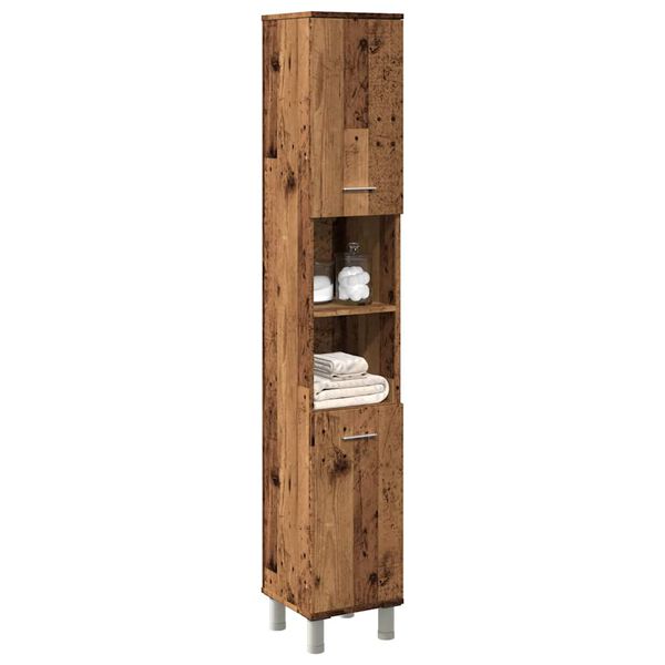 vidaXL Mobile da Bagno Legno Antico 30x30x179 cm in Legno Multistrato