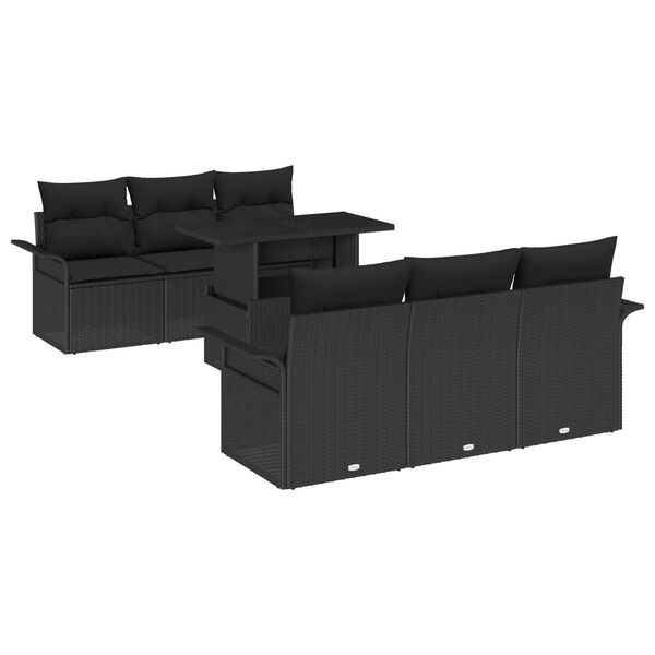 vidaXL Set Divano da Giardino 7 pcs Nero Rattan in Polipropilene