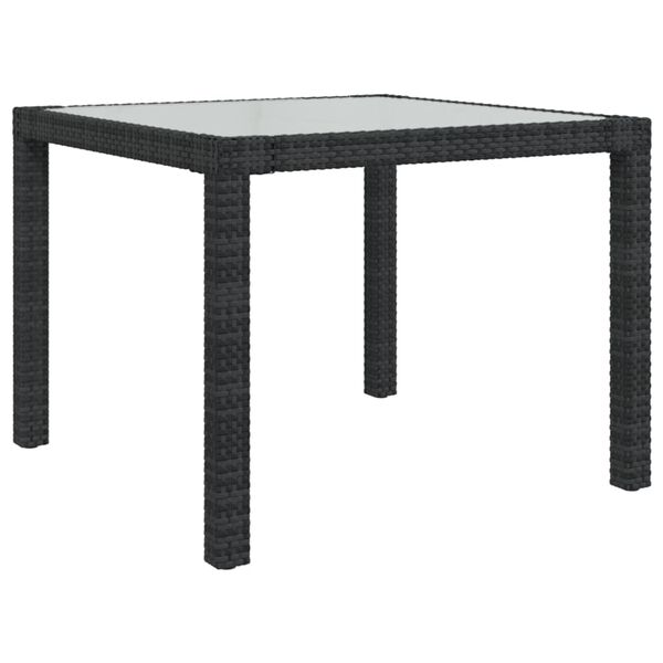 vidaXL Tavolo Giardino 90x90x75 cm Vetro Temperato e Polyrattan Nero
