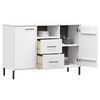 vidaXL Credenza Gambe Metallo Bianco 113x40x77 cm Legno Massello OSLO