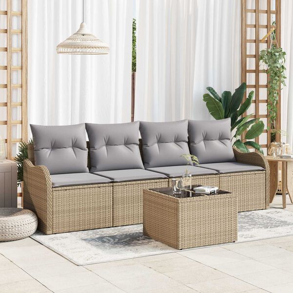vidaXL Set Divano da Giardino Beige polyrattan