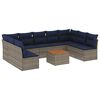 vidaXL Set Divani da Giardino 10 pz con Cuscini Grigio in Polyrattan