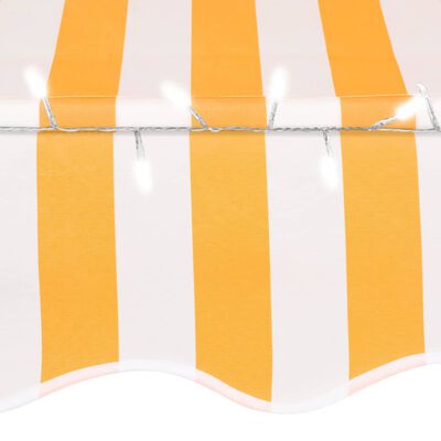 vidaXL Tenda da Sole Retrattile Manuale LED 350 cm Bianca e Arancione