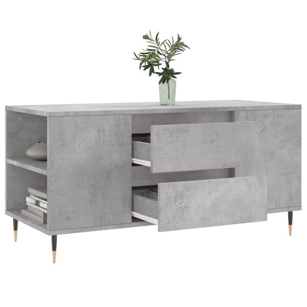 vidaXL Tavolino Salotto Grigio Cemento 102x44,5x50cm Legno Multistrato