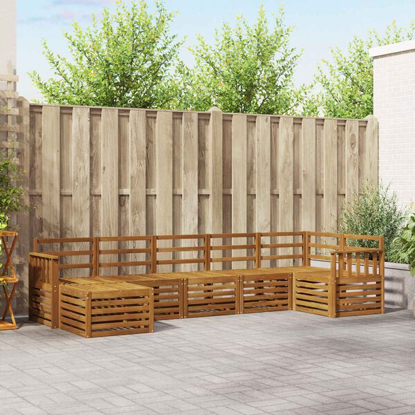 vidaXL Set divani 7 pcs Naturale Legno di Acacia Massello