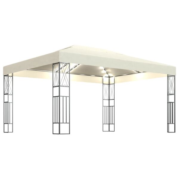 vidaXL Gazebo con Stringa di Luci LED 3x4 m in Tessuto Crema