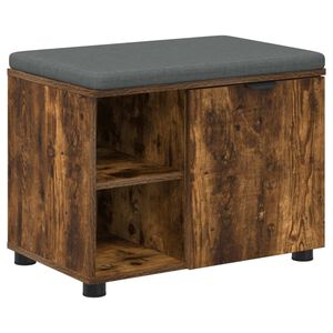 vidaXL Panca per ingresso con cuscino Rovere fum&eacute; 60 x 38 x 46 cm