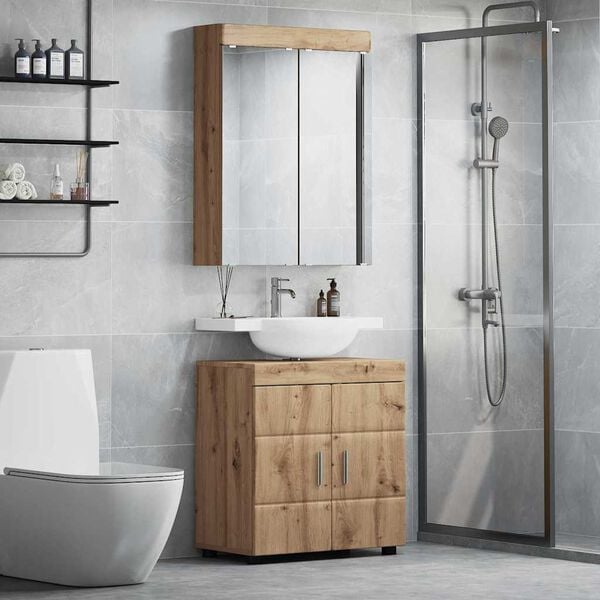 vidaXL Set di mobili per il bagno con porta TULUM Rovere artigianale