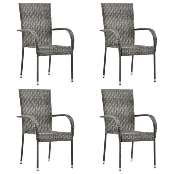 vidaXL Set da Pranzo da Giardino 5 pz Grigio in Polyrattan