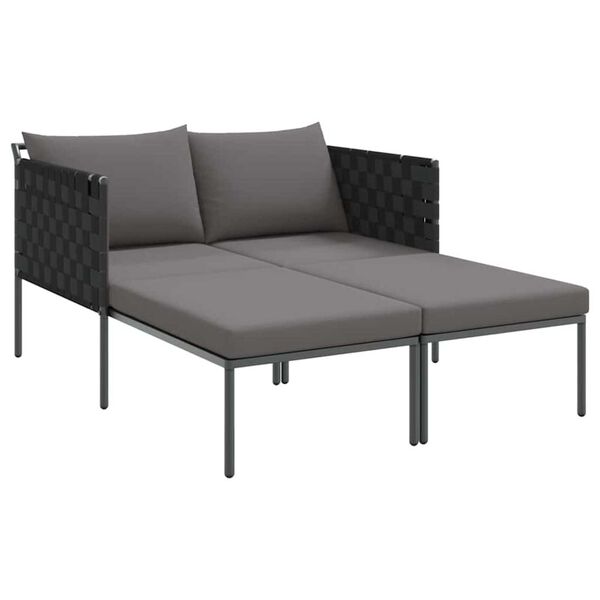 vidaXL Lettino da Sole 2-persona Antracite 115 x 153 x 69.5cm Acciaio