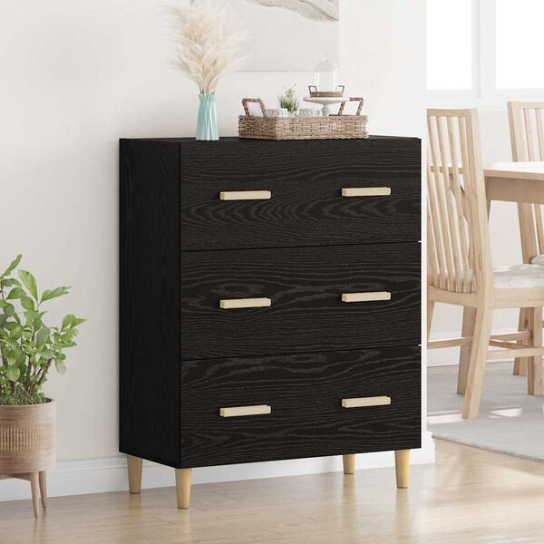 vidaXL Credenza Rovere Nero 69,5 x 34 x 90 cm Legno multistrato