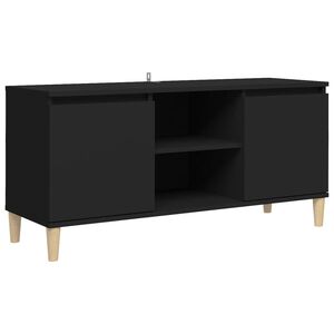 vidaXL Comodino con Gambe in Legno Massello Nero 103,5x30x50 cm