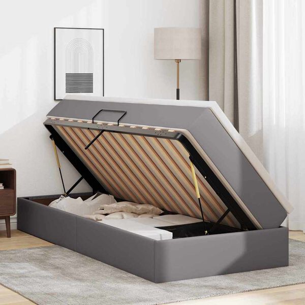 vidaXL Letto con contenitore e materasso Grigio 90 x 190 cm