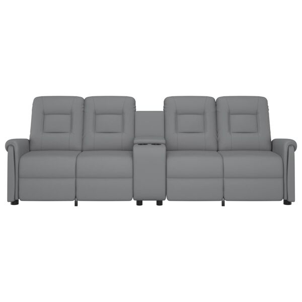 vidaXL Divano Massaggio a 4 Posti con Portabicchieri Grigio