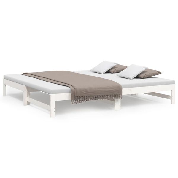 vidaXL Dormeuse Estraibile Bianca 2x(100x200)cm Legno Massello di Pino