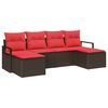 vidaXL Set di divani 6 pz Marrone e Rosso polyrattan