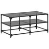 vidaXL Tavolino con Piano in Vetro Nero 98,5x50x45 cm Acciaio