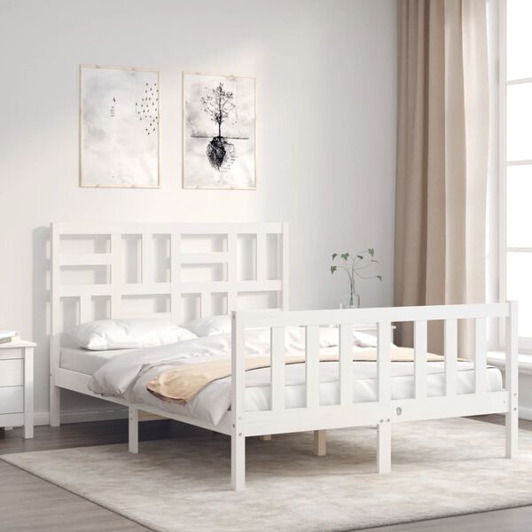 vidaXL Letto senza Materasso Bianco 140x190 cm Legno Massello di Pino