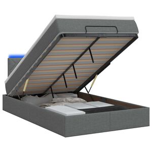 vidaXL Letto Ottomano con Materasso e LED Grigio Scuro 120 x 200 cm